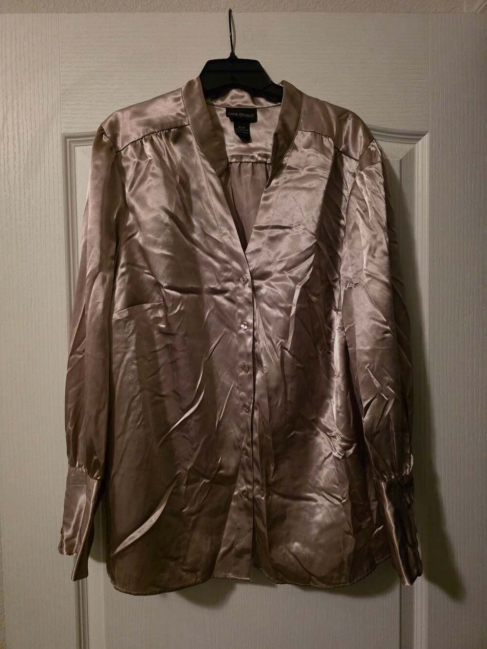 Lane Bryant Satin Long Sleeve Blouse Size 18/20 Gold